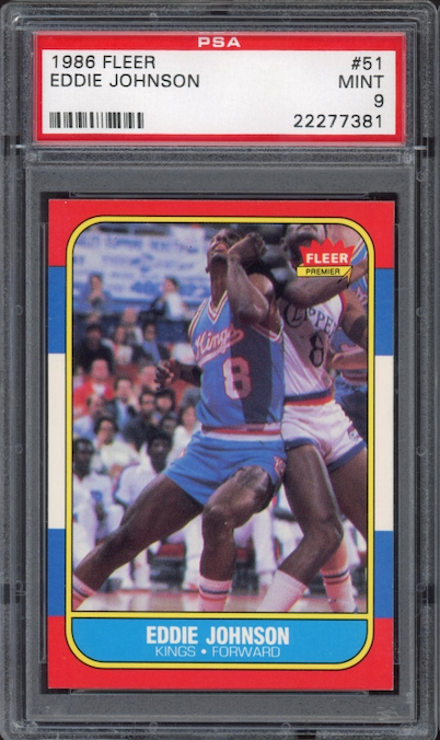 1986 Fleer #51 Eddie Johnson PSA 9
