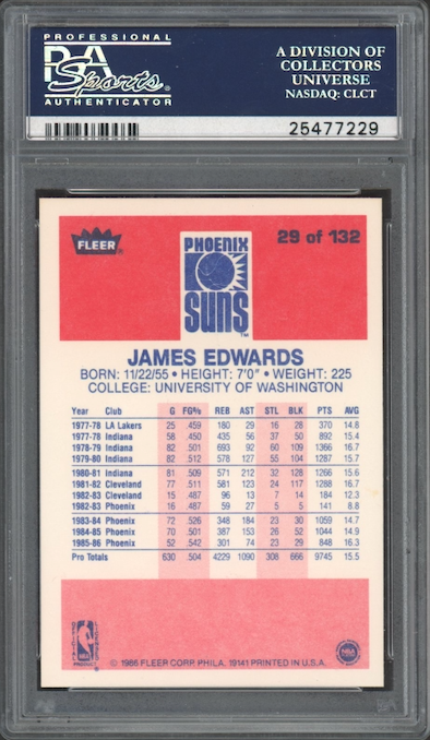 1986 Fleer #29 James Edwards PSA 9