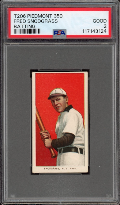 1909-11 T206 Piedmont 350 Fred Snodgrass PSA GOOD 2
