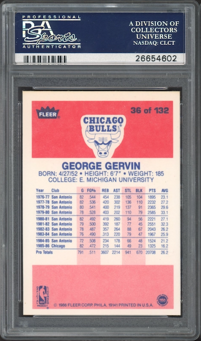 1986 Fleer #36 George Gervin PSA 9