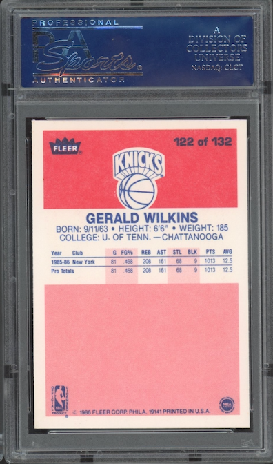 1986 Fleer #122 Gerald Wilkins PSA 9