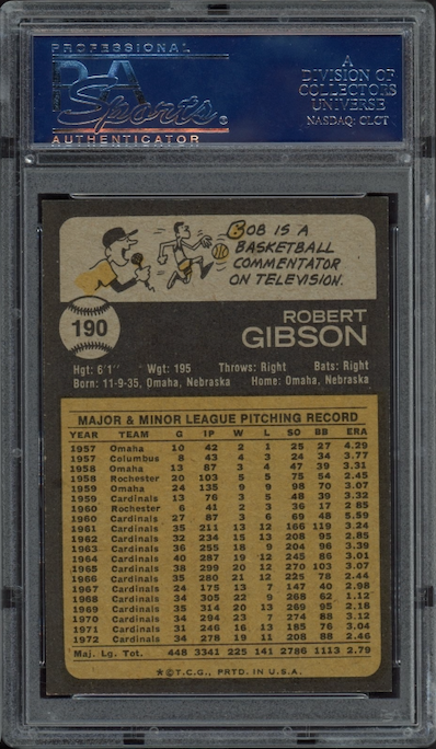 1973 Topps #190 Bob Gibson PSA 9