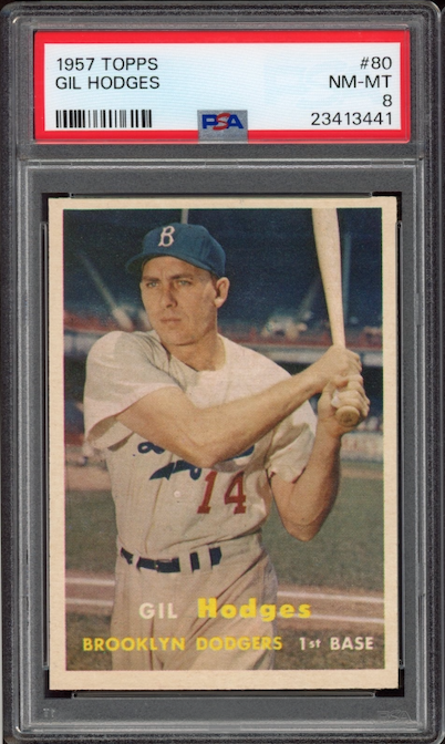 1957 Topps #80 Gil Hodges PSA NM-MT 8
