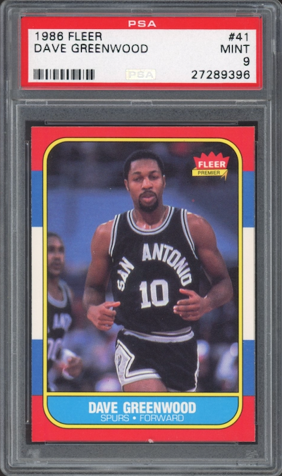 1986 Fleer #41 Dave Greenwood PSA 9