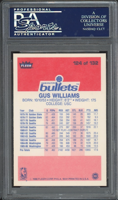 1986 Fleer #124 Gus Williams PSA 9