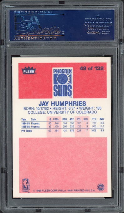 1986 Fleer #49 Jay Humphries PSA 9