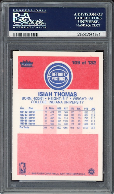 1986 Fleer #109 Isiah Thomas PSA 9