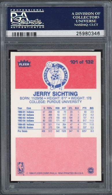 1986 Fleer #101 Jerry Sichting PSA 9