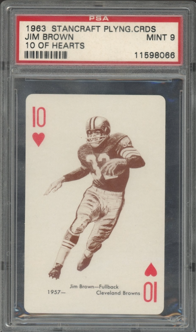 1963 Stancraft Plying. Crds Jim Brown 10 of Hearts PSA 9