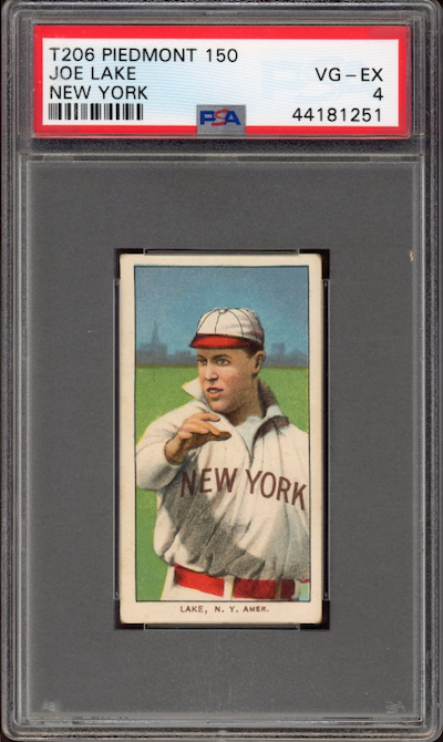 1909-11 T206 Piedmont 150 Joe Lake Boston PSA VG-EX 4