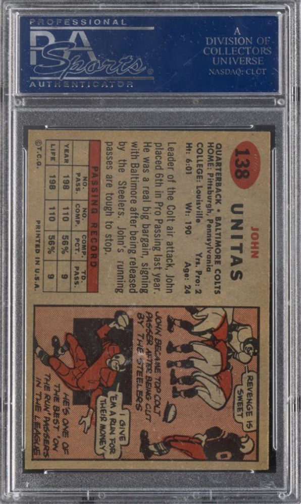1957 Topps #138 Johnny Unitas PSA 8