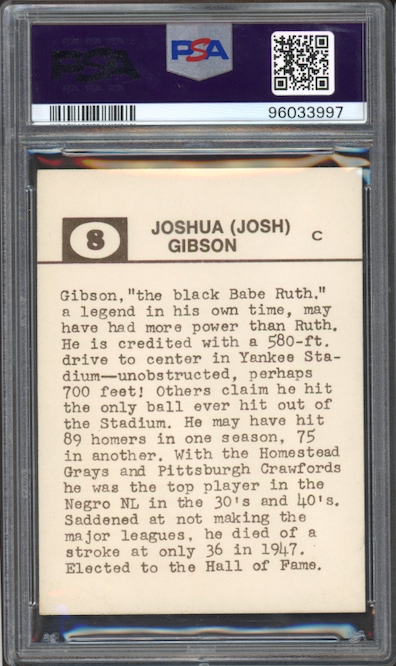 1974 Laughlin Old-Time #8 Josh Gibson Black Stars PSA NM 7