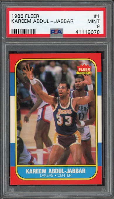 1986 Fleer #1 Kareem Abdul-Jabbar PSA 9