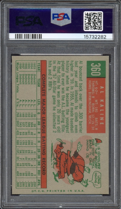 1959 Topps #360 Al Kaline PSA NM-MT+ 8.5