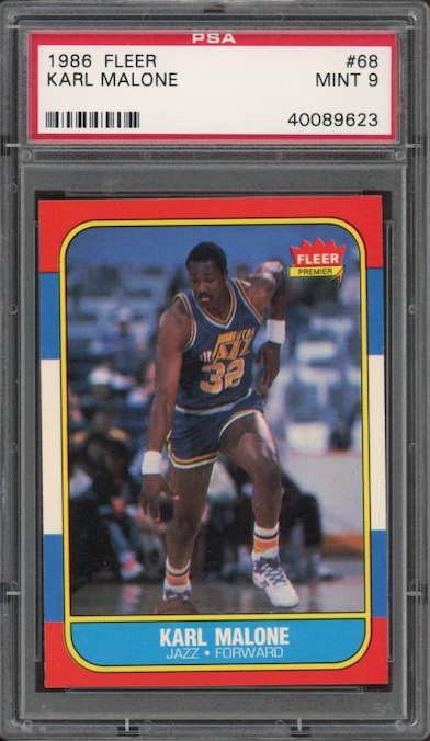 1986 Fleer #68 Karl Malone PSA 9