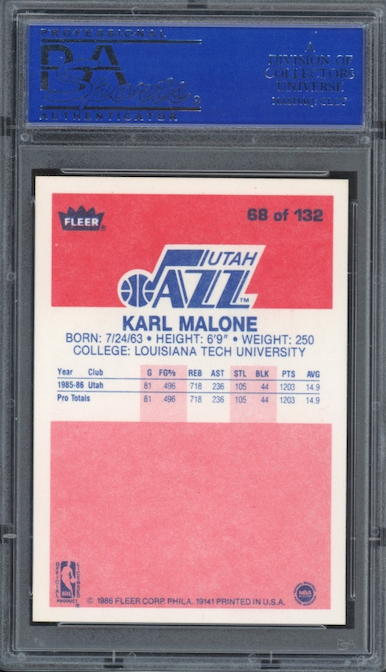 1986 Fleer #68 Karl Malone PSA 9