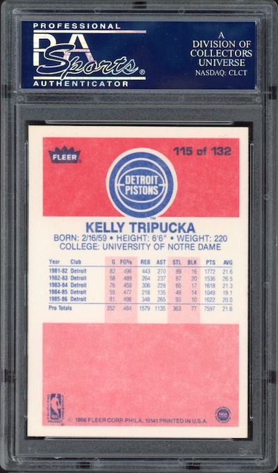 1986 Fleer #115 Kelly Tripucka PSA 9