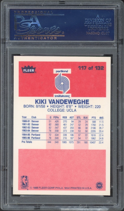 1986 Fleer #117 Kiki Vandeweghe PSA 9