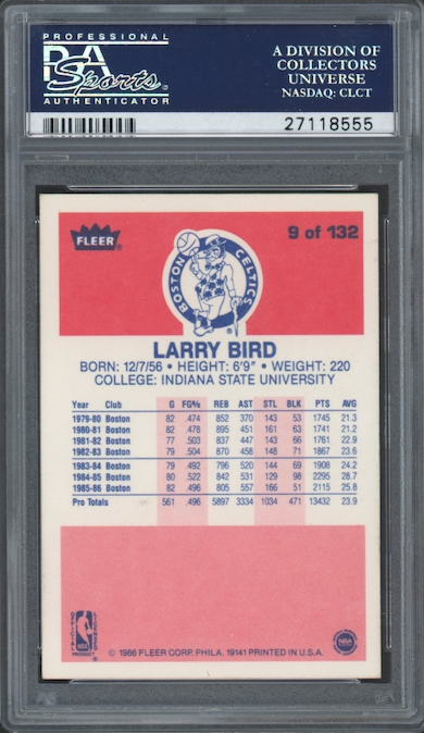 1986 Fleer #9 Larry Bird PSA 9