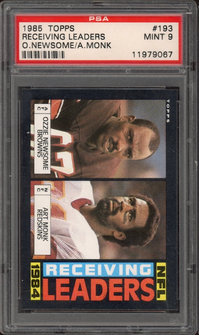 1985 Topps #193 Receiving Leaders O. Newsome/A. Monk PSA 9
