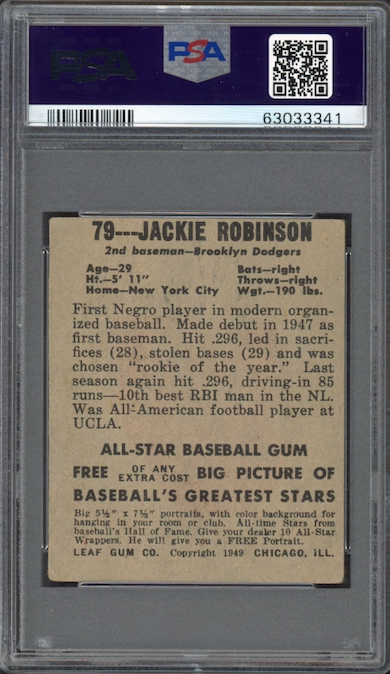 1948 Leaf #79 Jackie Robinson ROOKIE PSA GOOD 2