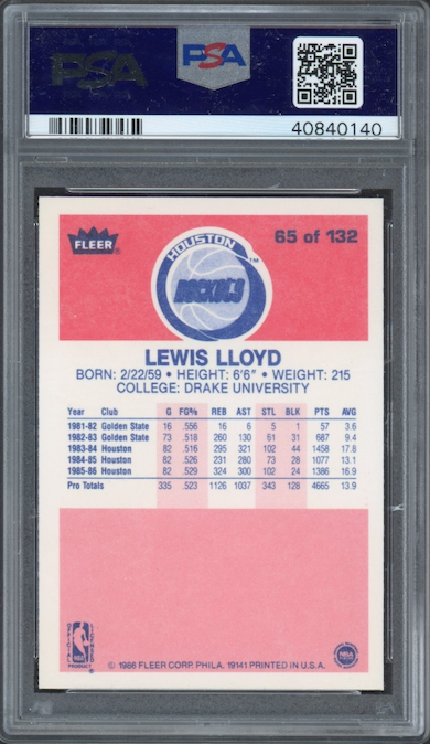 1986 Fleer #65 Lewis Lloyd PSA 9