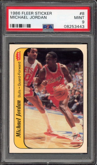 1986 Fleer Sticker #8 Michael Jordan ROOKIE PSA MINT 9