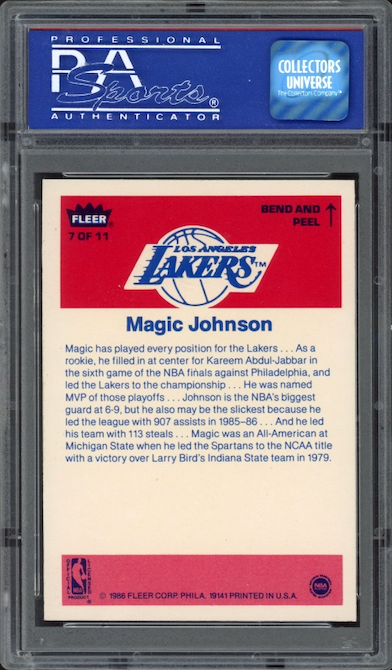 1986 Fleer Sticker #7 Magic Johnson PSA 9