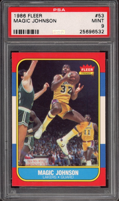 1986 Fleer #53 Magic Johnson PSA 9