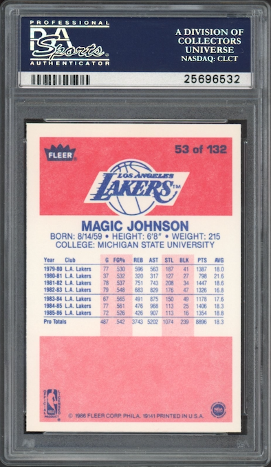 1986 Fleer #53 Magic Johnson PSA 9