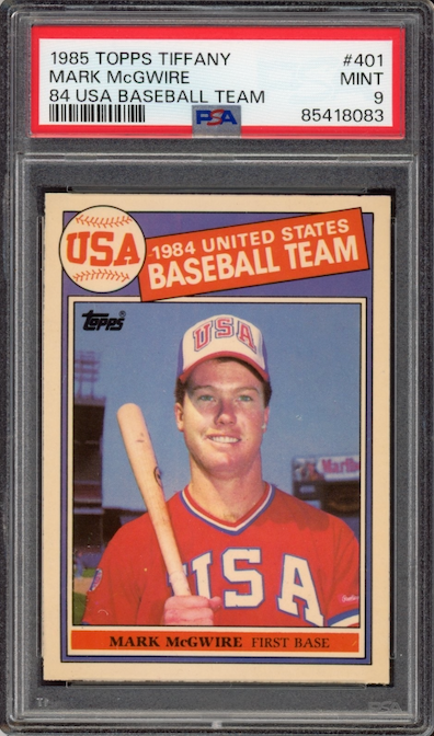 1985 Topps Tiffany #401 Mark McGwire ROOKIE PSA MINT 9