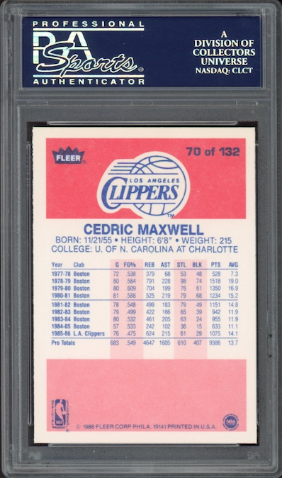 1986 Fleer #70 Cedric Maxwell PSA 9