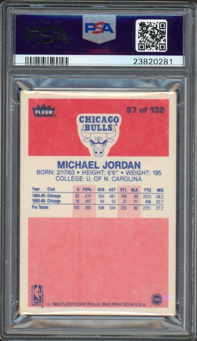 1986 Fleer #57 Michael Jordan PSA 9