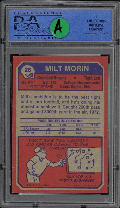 1973 Topps #26 Milt Morin PSA 8