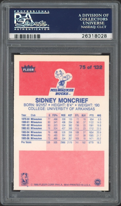 1986 Fleer #76 Johnny Moore PSA 9