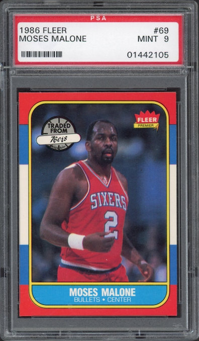 1986 Fleer #69 Moses Malone PSA 9