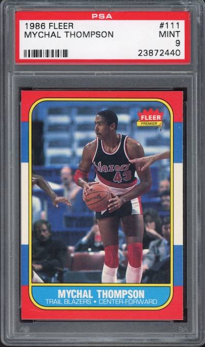 1986 Fleer #111 Mychal Thompson PSA 9