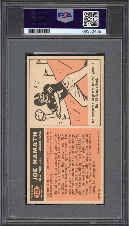 1965 Topps #122 Joe Namath ROOKIE PSA NM-MT 8