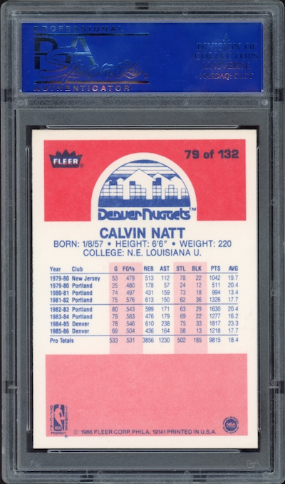 1986 Fleer #79 Calvin Natt PSA 9