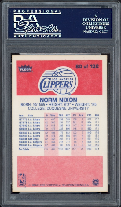1986 Fleer #80 Norm Nixon PSA 9