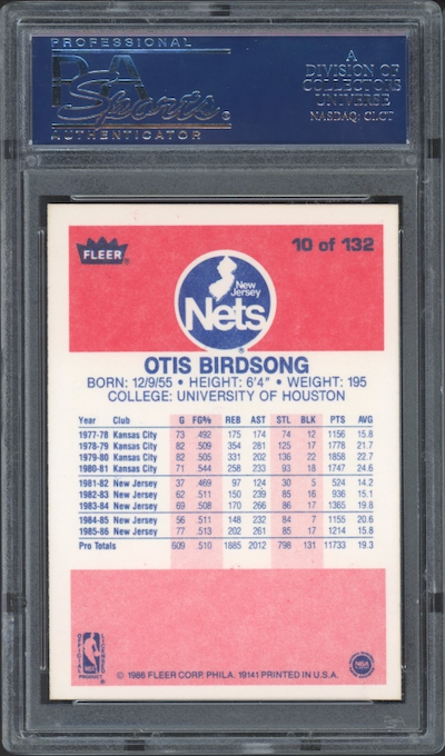 1986 Fleer #10 Otis Birdsong PSA 9
