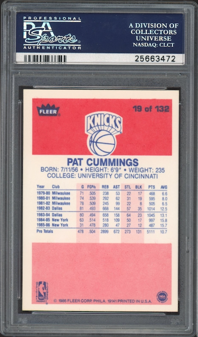 1986 Fleer #19 Pat Cummings PSA 9