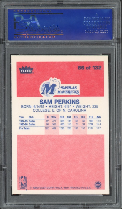 1986 Fleer #86 Sam Perkins PSA 9