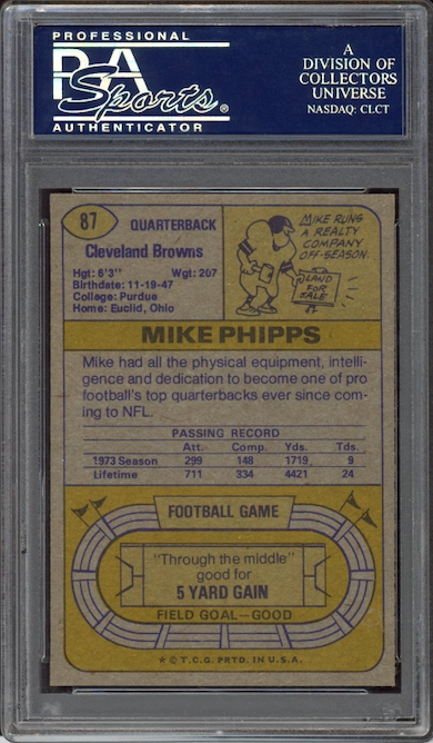 1974 Topps #87 Mike Phipps PSA 8