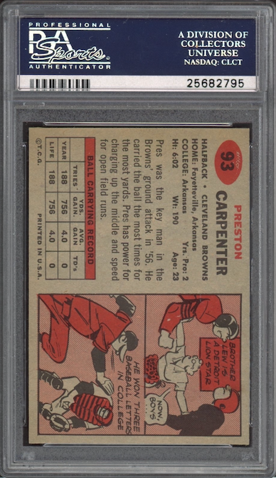 1957 Topps #93 Preston Carpenter PSA 8