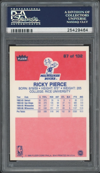 1986 Fleer #87 Ricky Pierce PSA 9