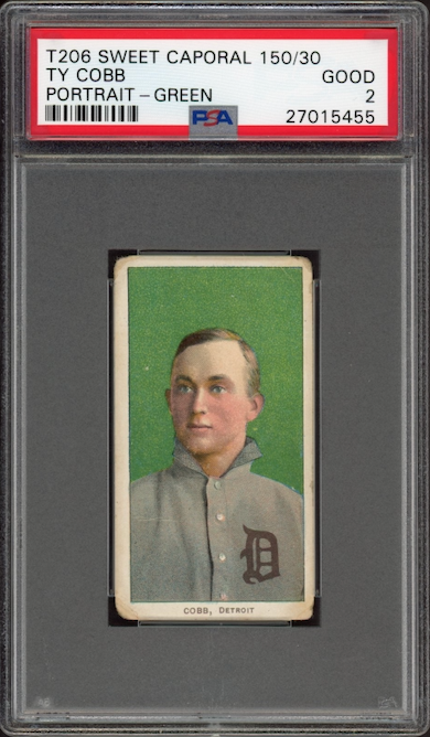 1909-11 T206 Sweet Caporal 150/30 Ty Cobb Portrait - Green PSA GOOD 2