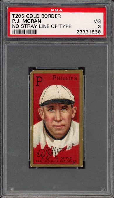 T205 Gold Border P.J. Moran No Stray Line of Type PSA VG 3