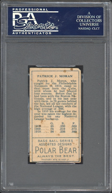 T205 Gold Border P.J. Moran No Stray Line of Type PSA VG 3