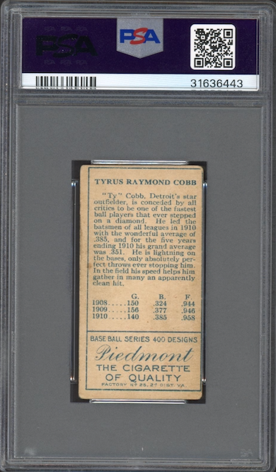 1911 T205 Gold Border Ty Cobb PSA VG-EX 4